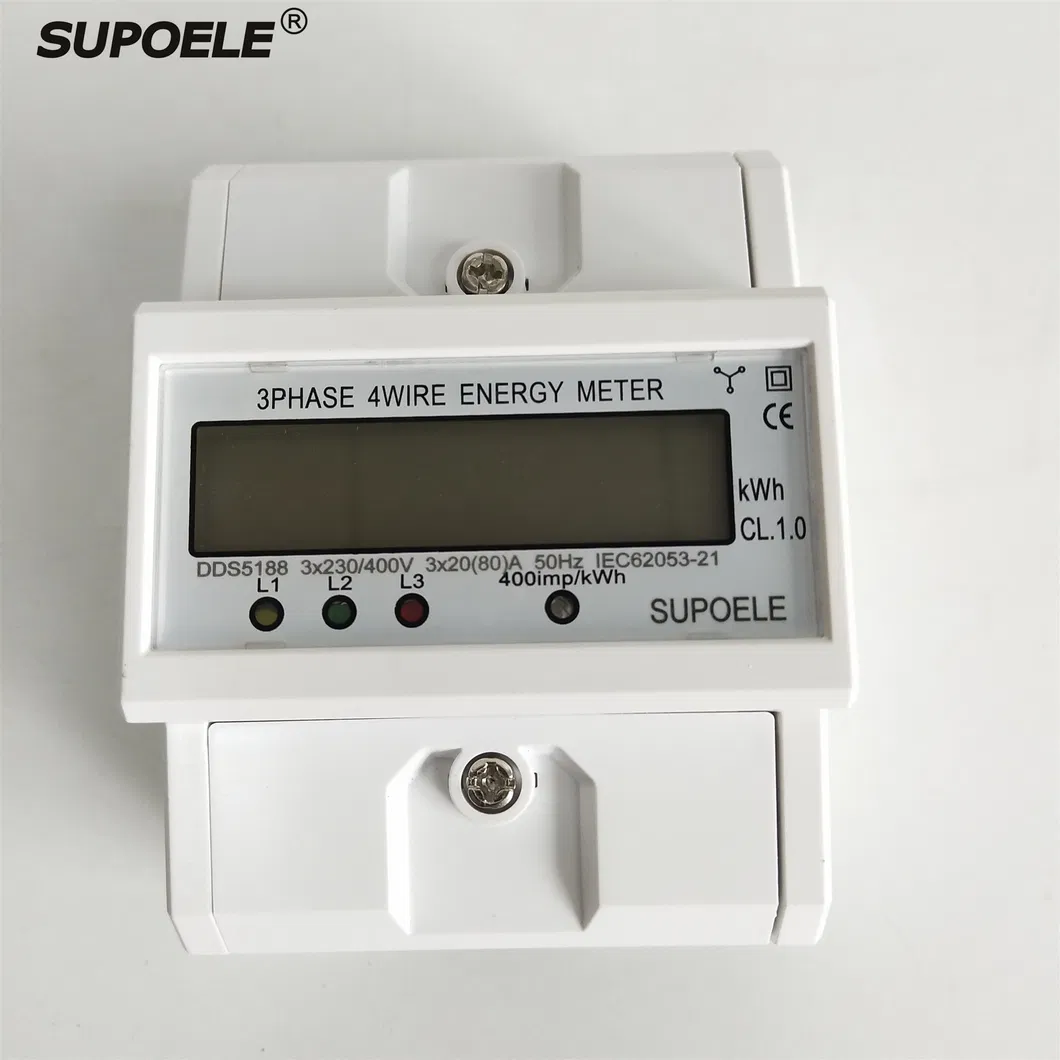 3 Phase 4 Wire Energy Meter Watt Meter Kwh 5-80A 380V AC 50Hz