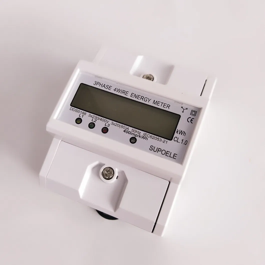 3 Phase 4 Wire Energy Meter Watt Meter Kwh 5-80A 380V AC 50Hz