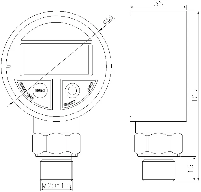 9VDC LCD Liquid Gas Differential Pressure Gauge with CE (QDB108)