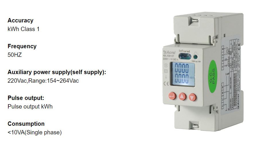 Acrel Adl100-Et/F Low Power Consumption Rail Type Bidirectional Digital Single Phase DIN Rail Smart Electric Multi Tariff Energy Meter Power Meter