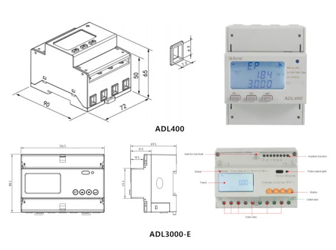 Acrel Adl400/Adl3000-E/Adl3000-E/CT LCD Three Phase Multi-Function DIN Rail Electric Energy Meter Optional RS485 Modbus RTU/Di Do/Multi Tariff