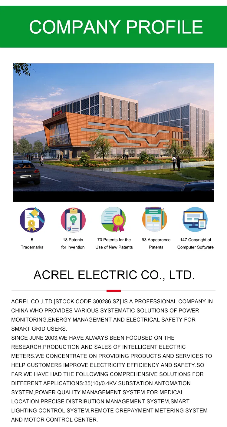 Acrel Adl400/Adl3000-E/Adl3000-E/CT LCD Three Phase Multi-Function DIN Rail Electric Energy Meter Optional RS485 Modbus RTU/Di Do/Multi Tariff