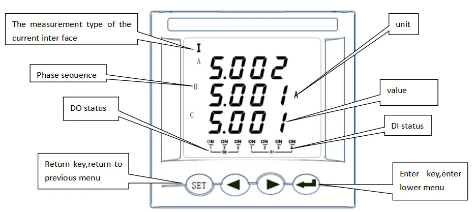 Acrell 3 Phase AC LCD Display Programmable Electric Ampere Meter Ammeter Amc72L-Ai3
