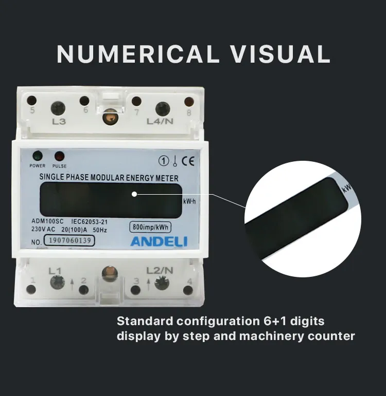 Adm100sc Andeli Energy Meter 10-60A Single Phase Kwh