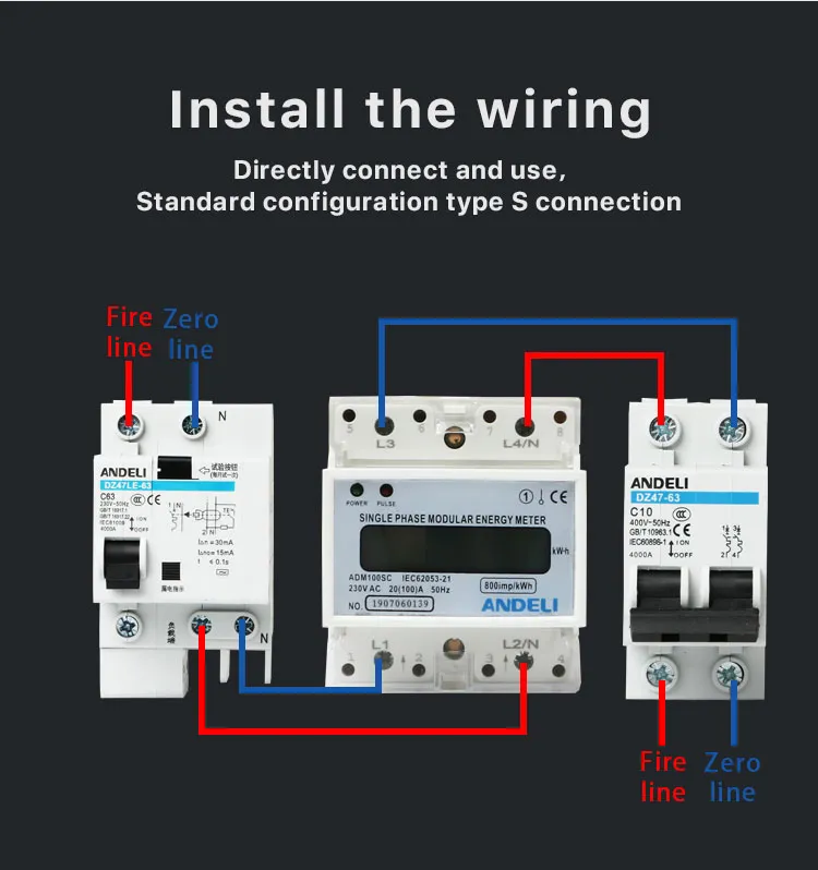 Adm100sc Andeli Energy Meter 10-60A Single Phase Kwh