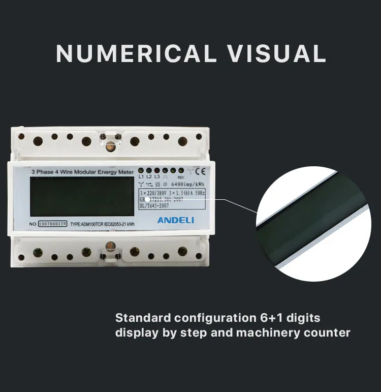 Adm100TCR 5-30A Three Phase Energy Meter Andeli Kwh