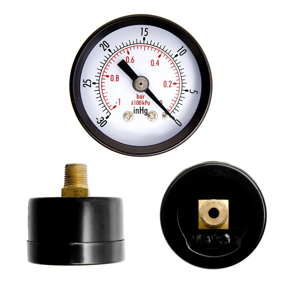 Black Steel Case Pressure Gauges with Red Adjustable Pointer