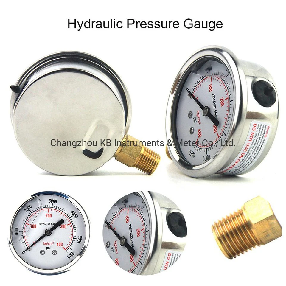 Black Steel Case Pressure Gauges with Red Adjustable Pointer