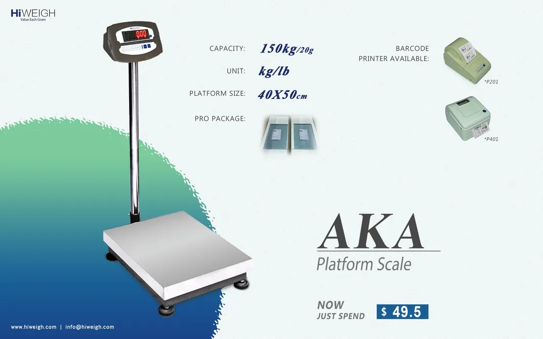 China 60kg 100kg 150kg Tcs Electronic Platform Weighing Balance Scales with Barcode Printer