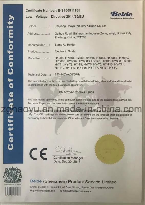 China Portable Electronic Wireless Weighing Scale with Handle