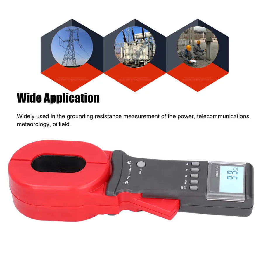 Clamp on Ground Resistance Meter Gauge 0.01 Omega to 1000 Omega Earth Resistance Tester