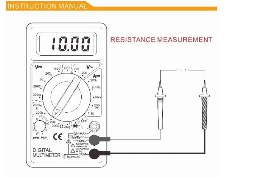 Digital Multimeter Dt830b with Removable Battery Cover