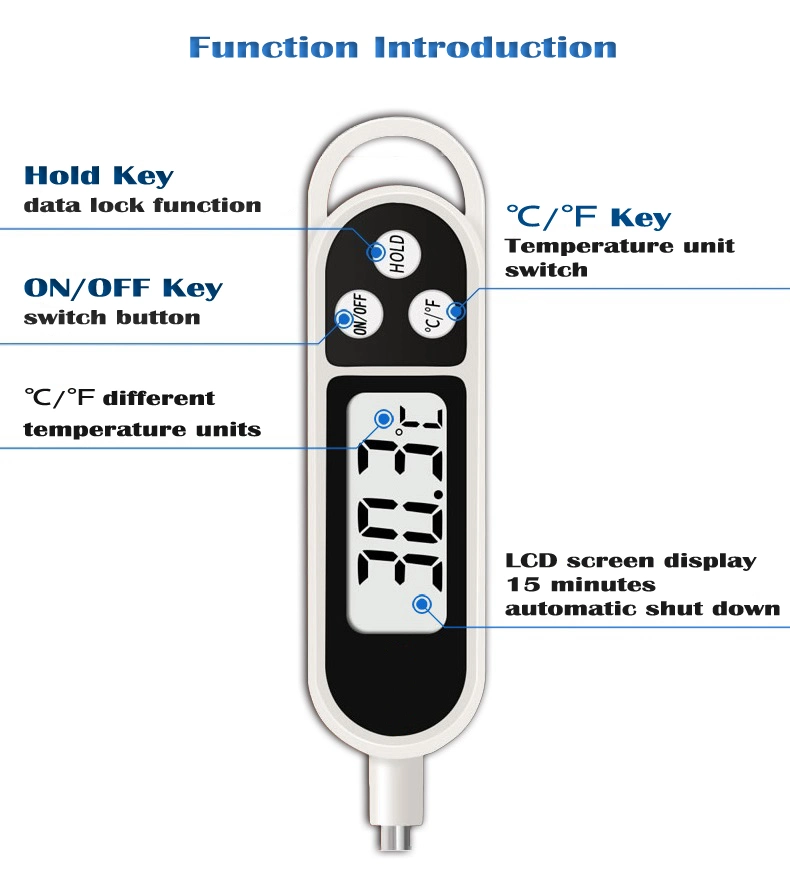 Digital Waterproof Food Thermometer with Stainless Steel PT300