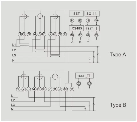 Dts-4L Three Pahse DIN Rial Energy Meter LCD Type