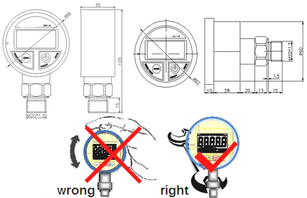 Factory Price 9V Battery OEM High Precision Intelligent Digital Oil Filled Pressure Gauge with ISO9001