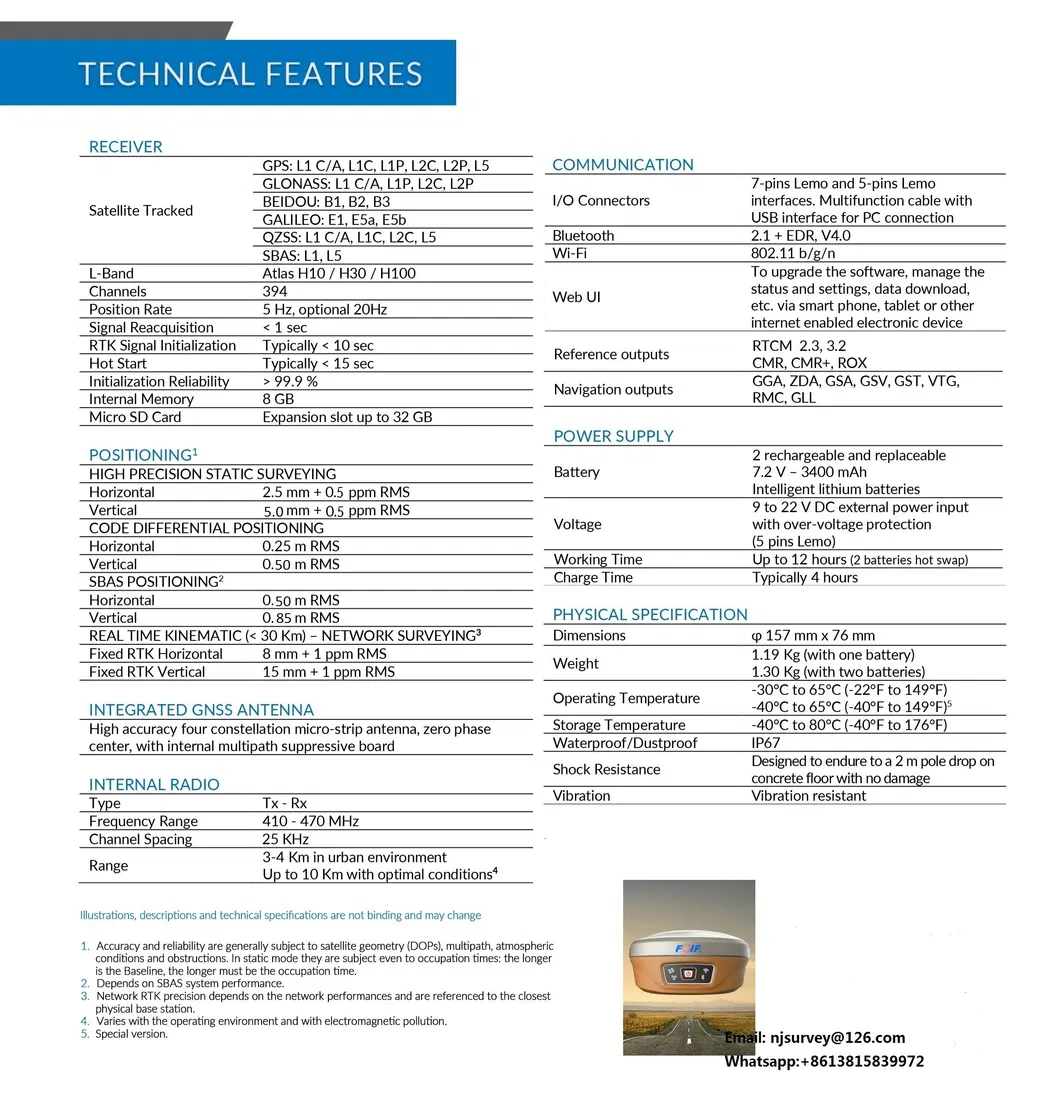Factory Price Gnss Receiver Base and Rover Foif GPS Rtk (N90A)