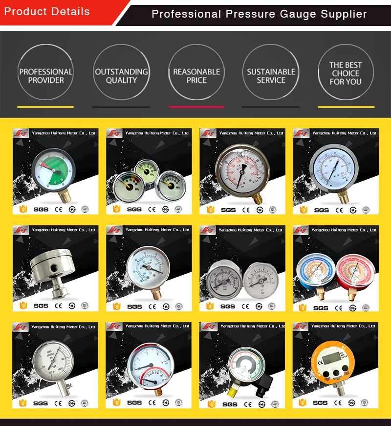 Felter Pressure Gauge 50mm Black Steel Case 1/4 NPT Connection 60 MPa Height Gauge