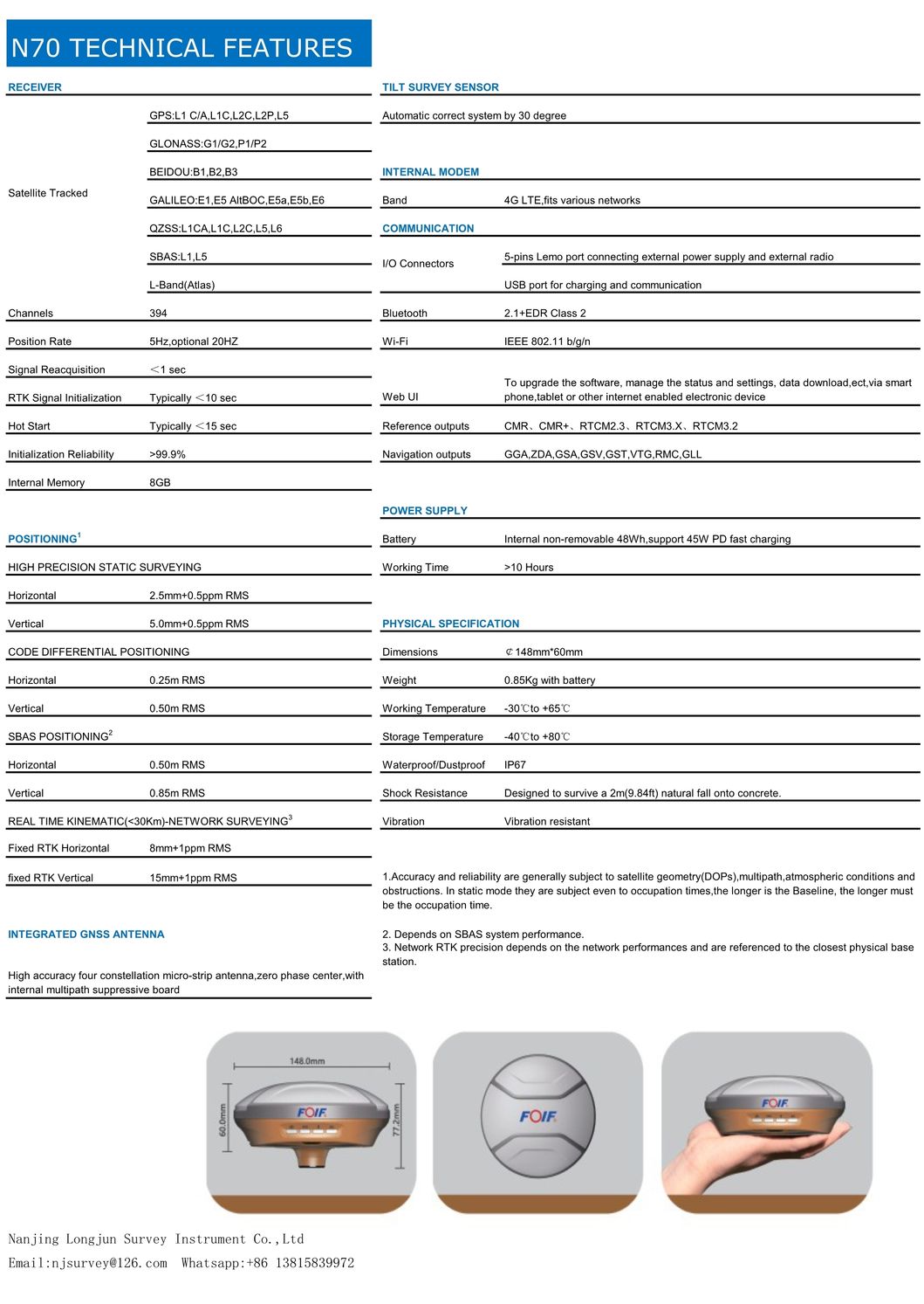 Foif Dual Frequency Multi-Constellation Network Gnss Rtk Receiver (N70mini)