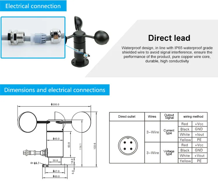 FST200-1000 Aluminum Low Price 4-20mA Anemometer Wind Speed Gauge Meter Sensor