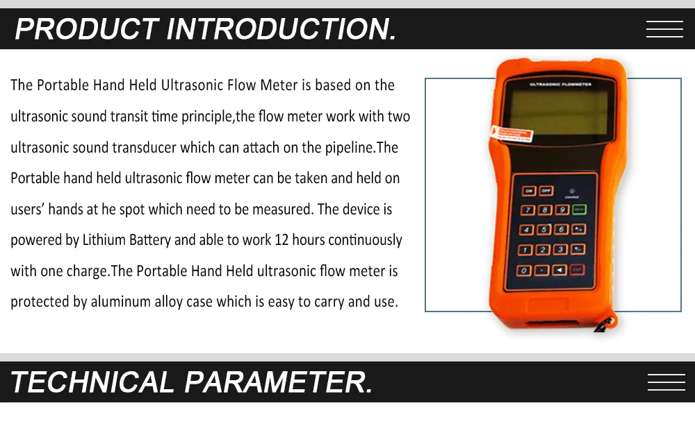Good Accuracy Handheld Ultrasonic Water Flowmeter Clamp on Ultrasonic Flow Meter