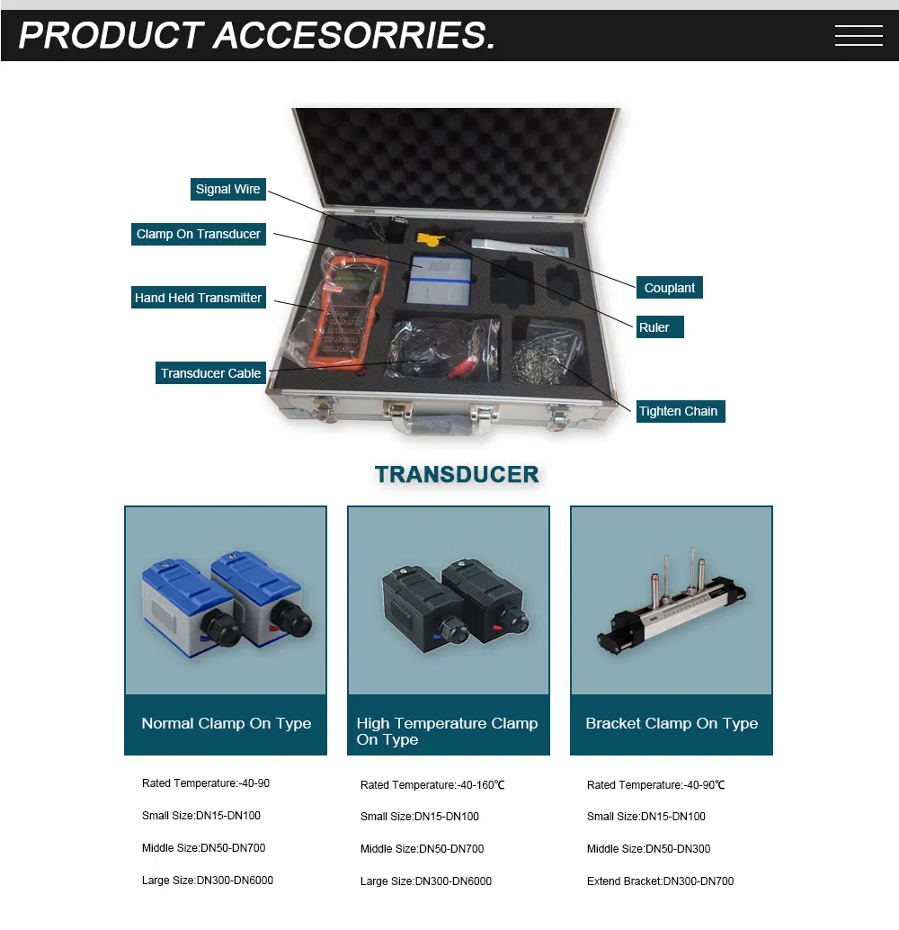 Good Accuracy Handheld Ultrasonic Water Flowmeter Clamp on Ultrasonic Flow Meter
