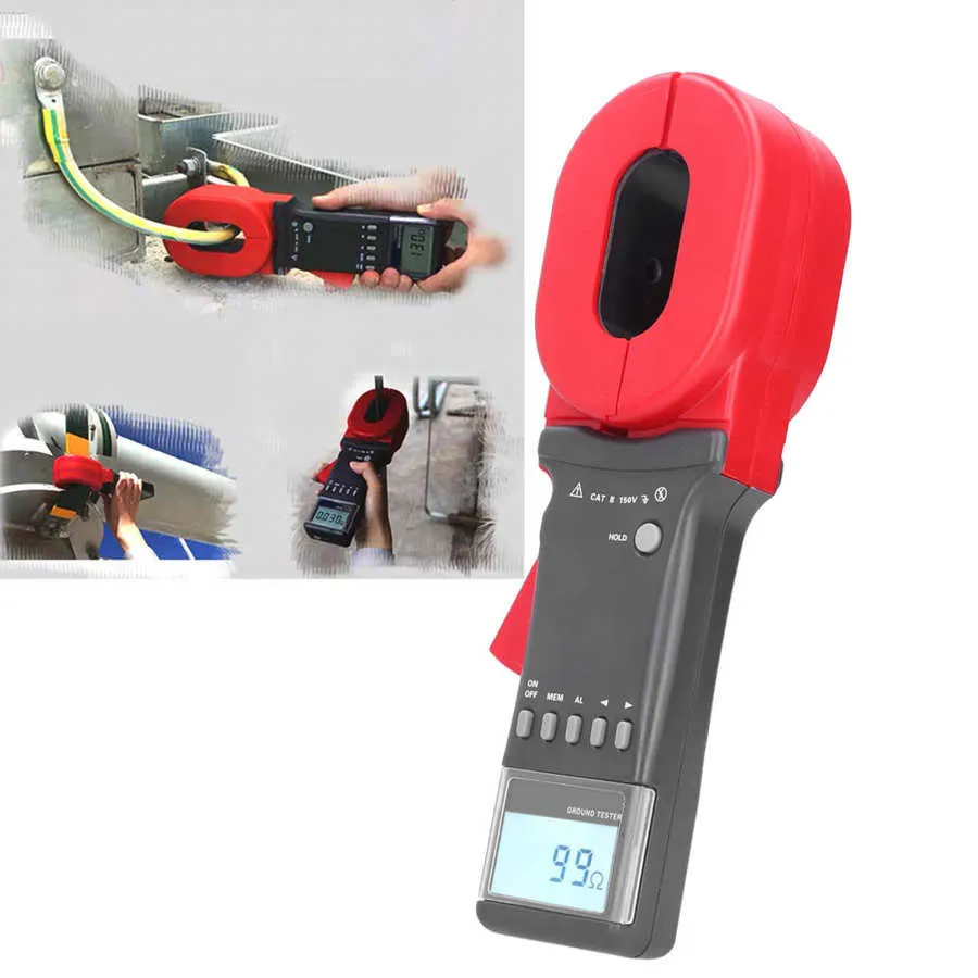 Ground Resistance Clamp Meter Tester 0.01-1200ohm 0.00mA-20A for Electricity Multi Testers