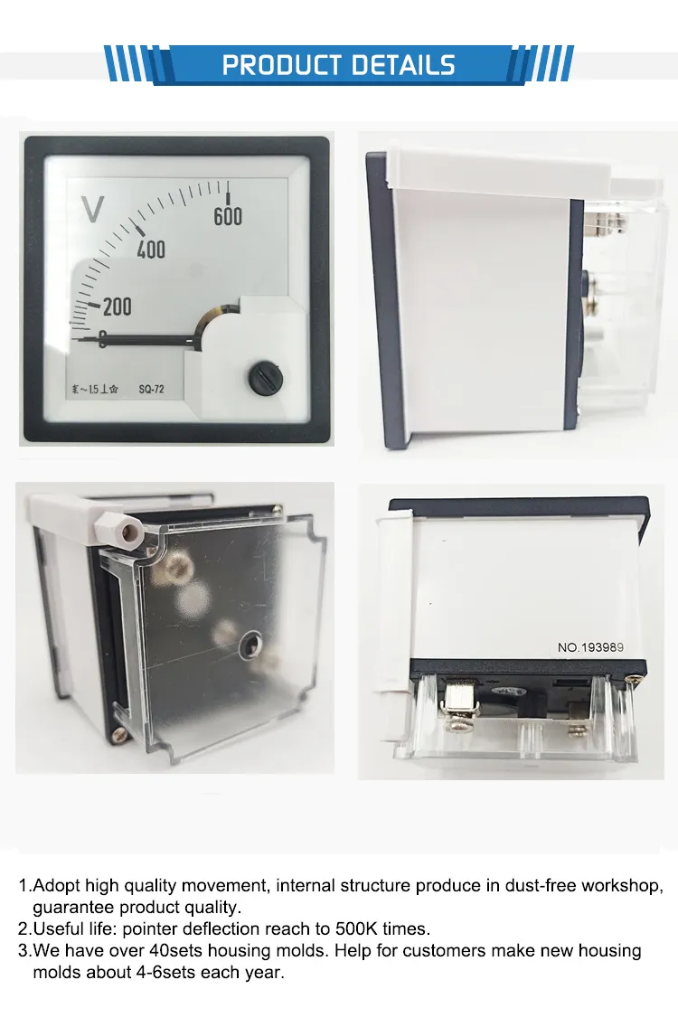 High Quality Square Meter Voltmeter 72 AC600V