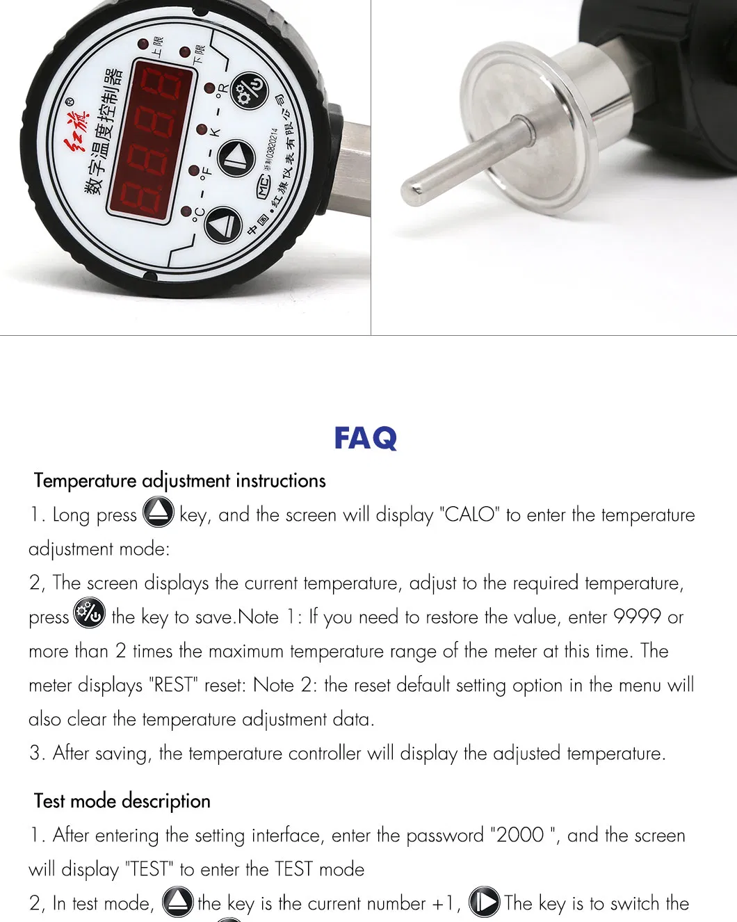 Hongqi Digital Display Temperature Controller Celsius/Fahrenheit -50+300° C, Economical LED Screen Reading Instrument Thermometer Factory Price