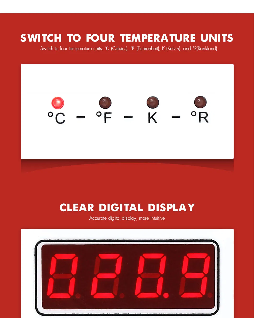 Hongqi Digital Display Temperature Controller Celsius/Fahrenheit -50+300° C, Economical LED Screen Reading Instrument Thermometer Factory Price