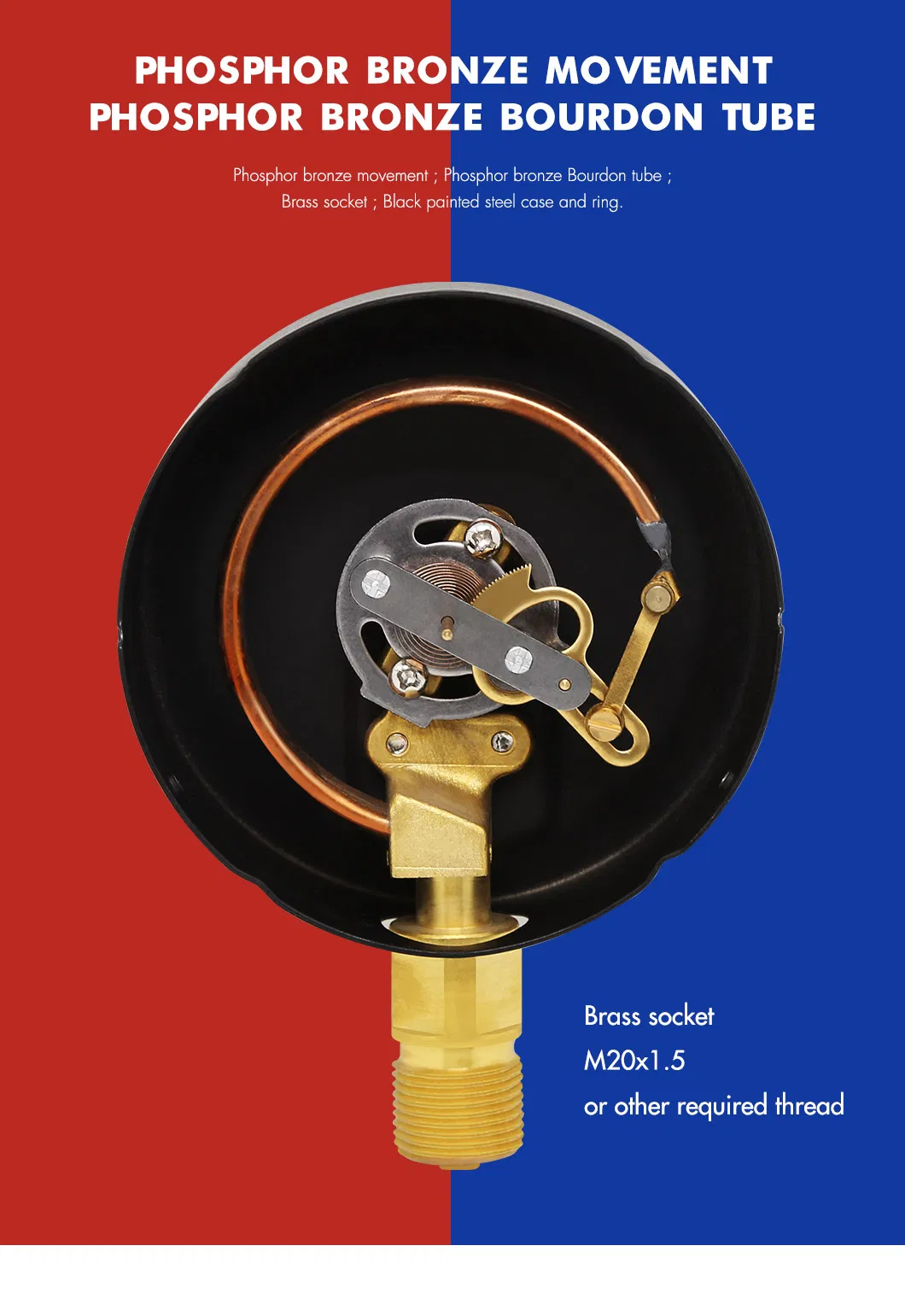 Hongqi® Economic Gas Manometer Air Pressure Gauge Standard Dry Gauge 40mm, 50mm, 63mm, 75mm, 100mm