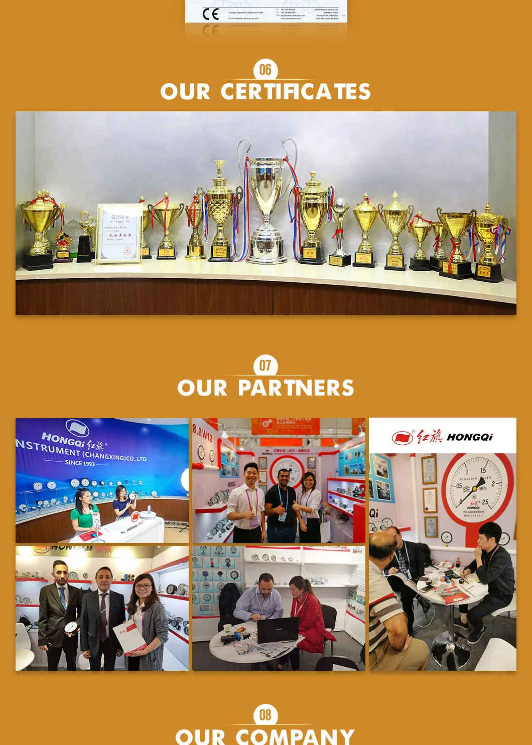 Hongqi Ytn-100z Liquid Oil Filled Shake-Proof Water Pressure Gauge CE/UL