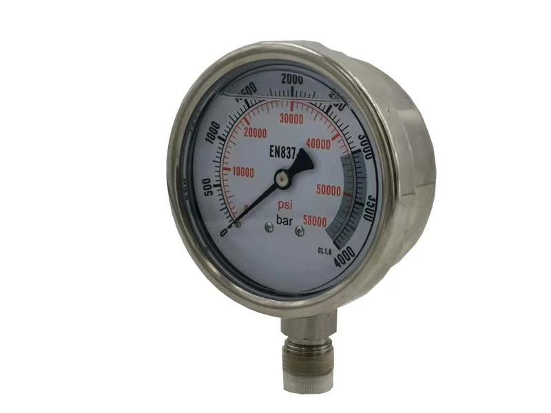 Hot Sale Model: Yb100 -100 100MPa High Pressure Stainless Steel Liquid Filled Pressure Gauge with Bottom Connection in M20X1.5 or G1/2'