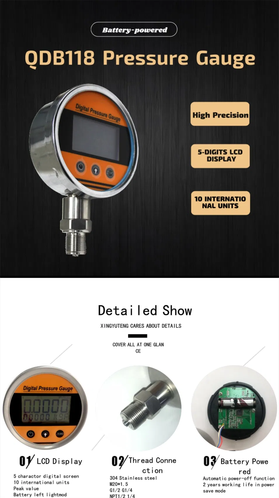 Hot Sale Pressure Gauge Meter for Liquid Gas and Steam