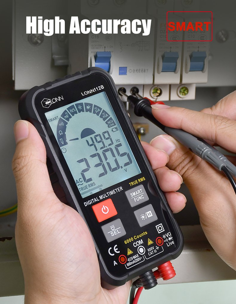 Ht112B 6000 Counts AC DC Voltage Current RMS AMP Ohm Diode Continuity Digital Multimeter