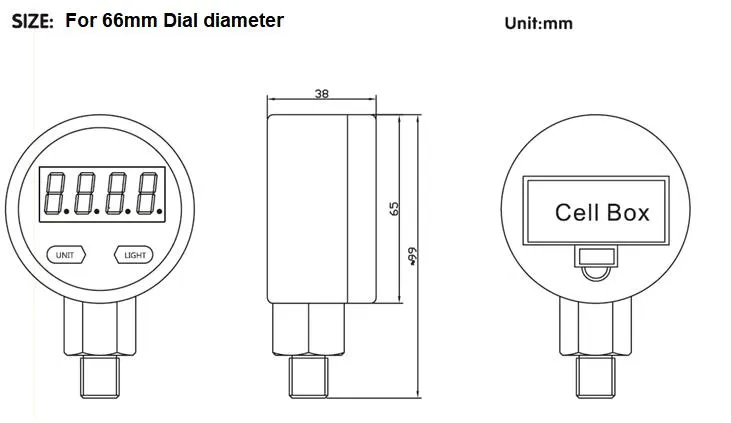 Intelligent 4 bite Digital Display 60mm Diameter Pressure Gauge