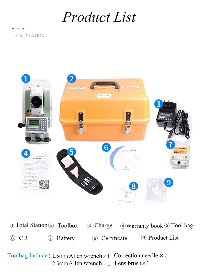 Long Working Time 16 Hours Types of Low Total Station Price Accuracy 2