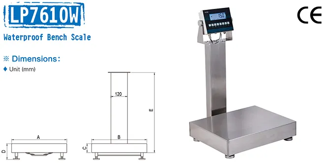 Lp7610W IP68 Stainless Steel Waterproof Washdown Electronic Weighing Scale 150kg