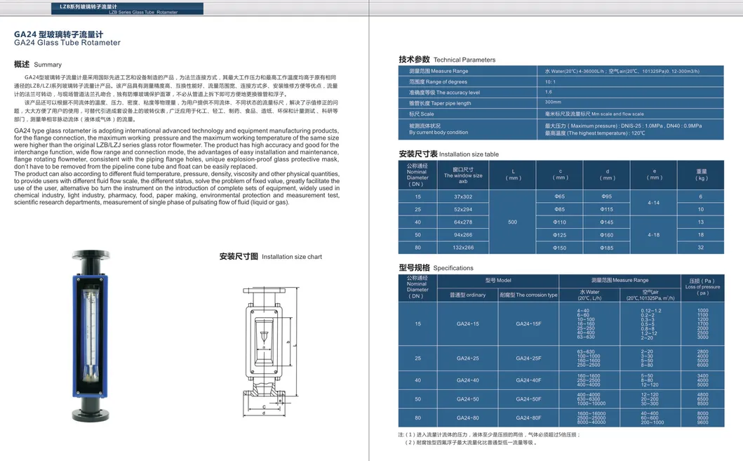 Lzb-Va/Fa30s Glass Rotameter Stainless Steel Type-Air Flow Meter-Float Flowmeter