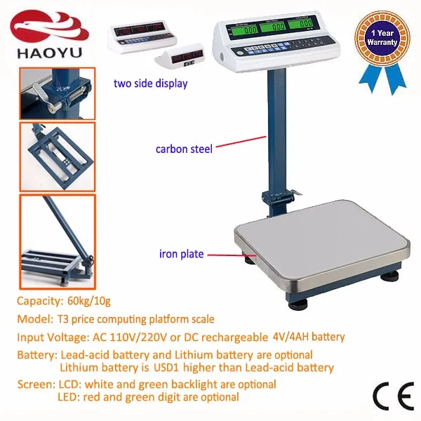 Mini Tcs-T3 Series Electronic Digital Platform Price Scale 60kg