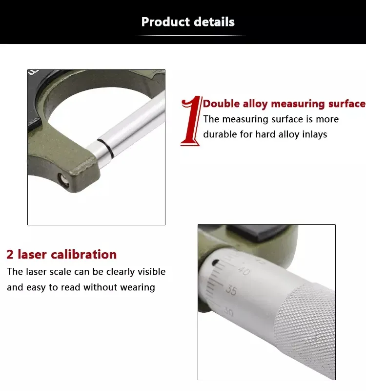 Outsider Micrometer 0-25mm/25-50mm/50-75mm/75-100mm High Precision Spiral Micrometer