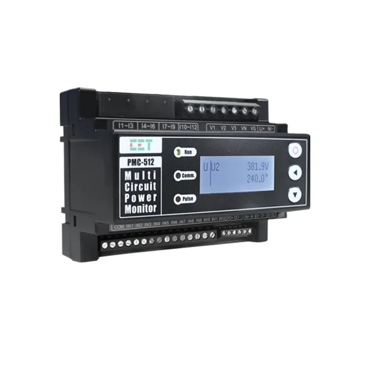 PMC-512-A 35mm DIN Rail Class 1 AC Multi-Circuit 12 Channels Power Monitor RS-485 and Analog Input