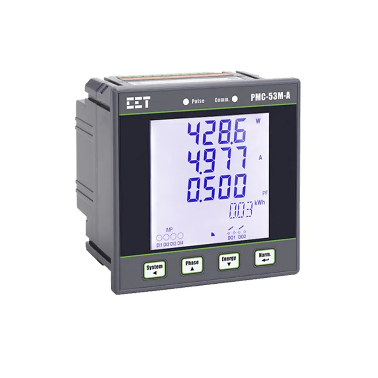 PMC-53M-A DIN96 Class 0.5S Low-Cost Three-Phase Multifunction Panel Meter with LCD RS-485 Optional I/O
