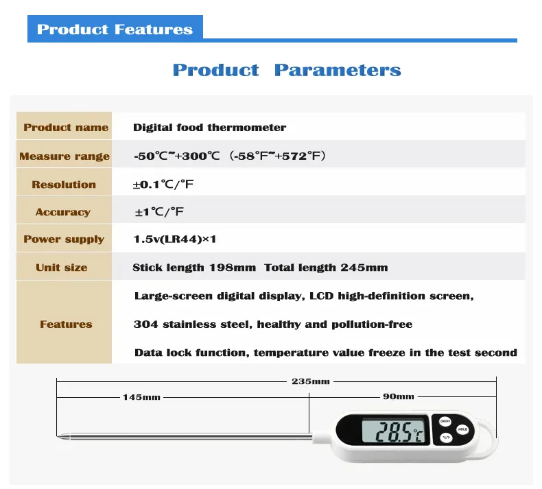 Popular Digital Food Cooking Thermometer Instant Read Meat Thermometer