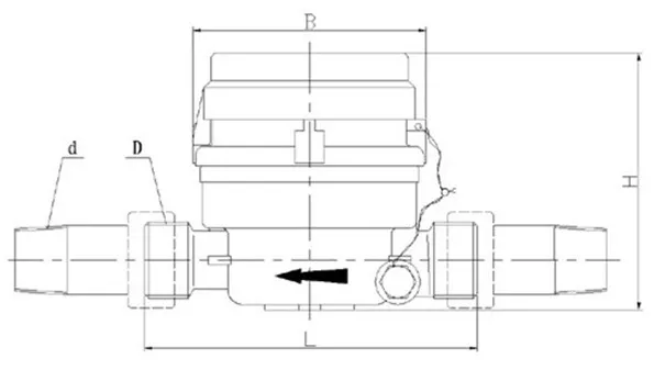 Single Jet Dry Type Vane Wheel Water Meter (LXSC-13D8bs)
