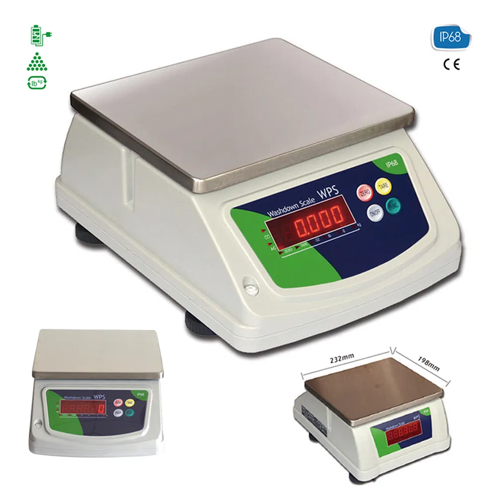 Wps 6kg 30kg 0.2g Stainless Steel Pan Digital Washdown Weight Scale for Vegetables